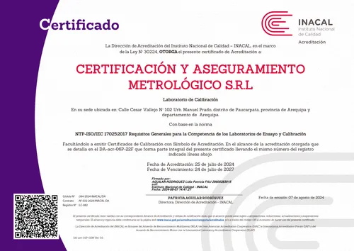 Certificado de Acreditación CYAM S.R.L.